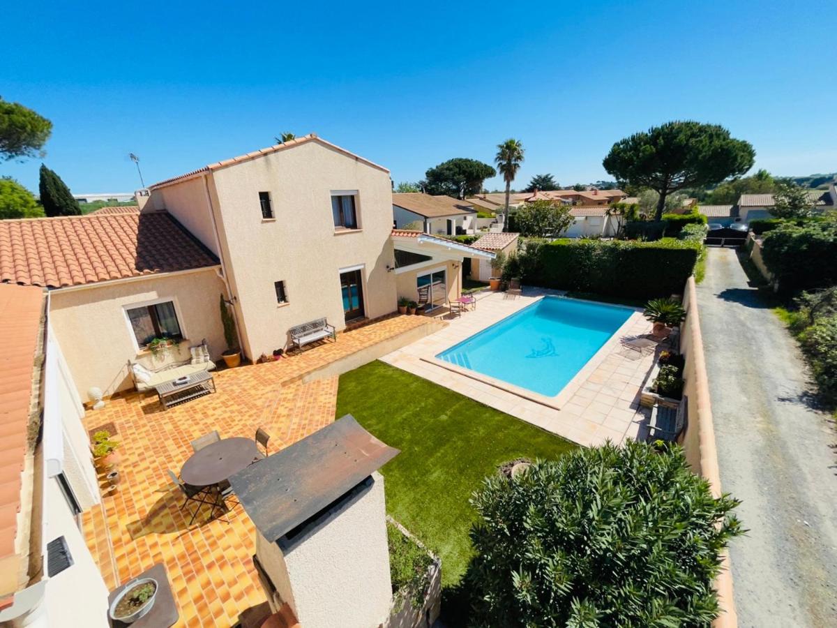 Annexe Des Pins - Studio Gite Avec Piscine & Climatisation Villeneuve-lès-Béziers Exterior foto